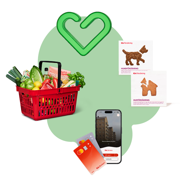 Ikoner som symboliserar Apotek Hjärtat, Ica Banken, Ica Sverige och Ica Försäkring.