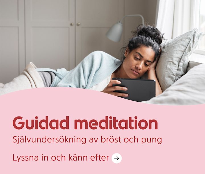 Guidad meditation. Självundersökning av bröst och pung. Lyssna in och känn efter.