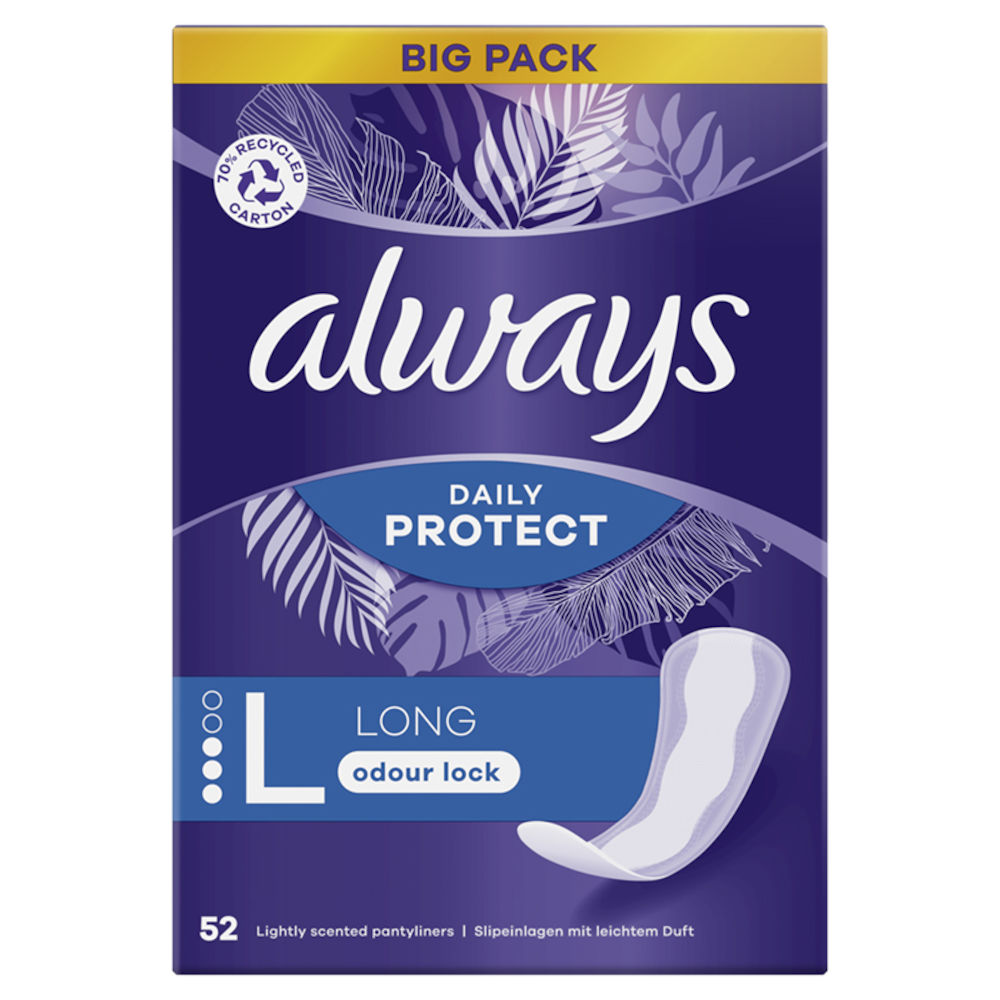 Always Dailies Large Extra Protect trosskydd Med Mild Doft 52 st
