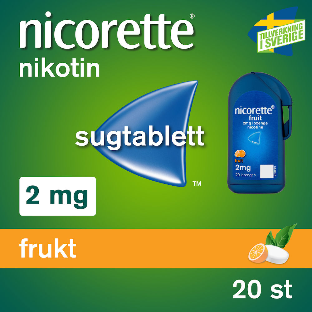 Nicorette Frukt Komprimerad sugtablett 2mg Burk, 20(1x20) tabletter