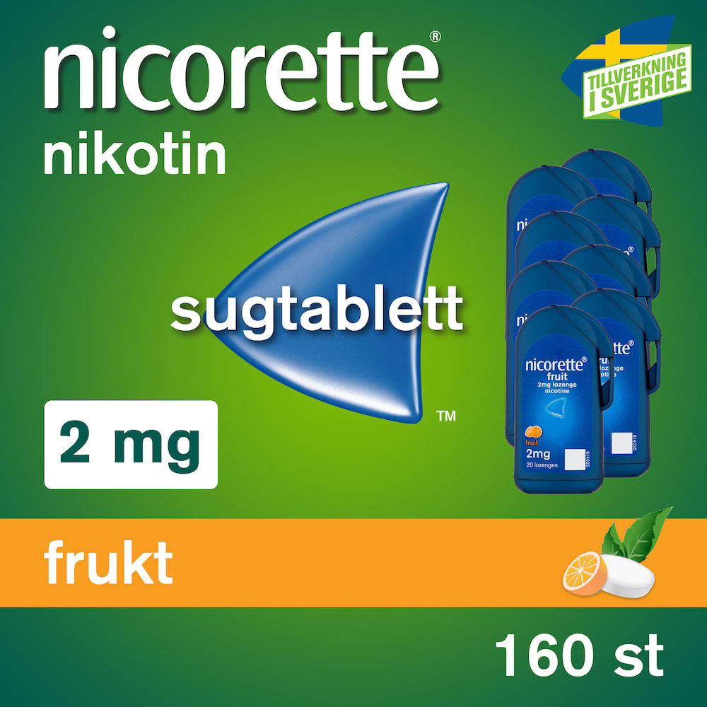 Nicorette Frukt Komprimerad sugtablett 2mg Burk, 160(8x20) tabletter