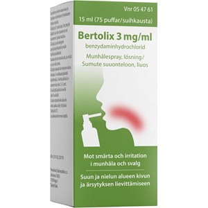 Bertolix Munhålespray, lösning 3mg/ml Sprayflaska, 15ml (75puffar)