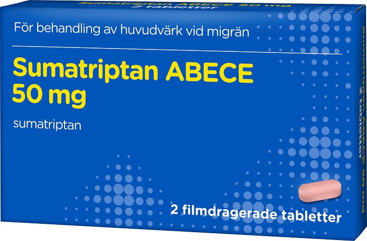 Sumatriptan ABECE Filmdragerad tablett 50mg Blister, 2tabletter