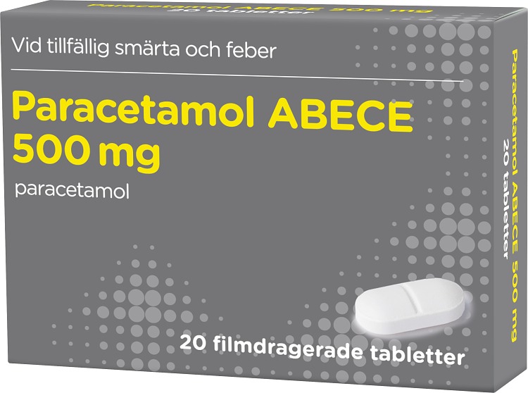 Paracetamol ABECE Filmdragerad tablett 500mg Blister, 20tabletter