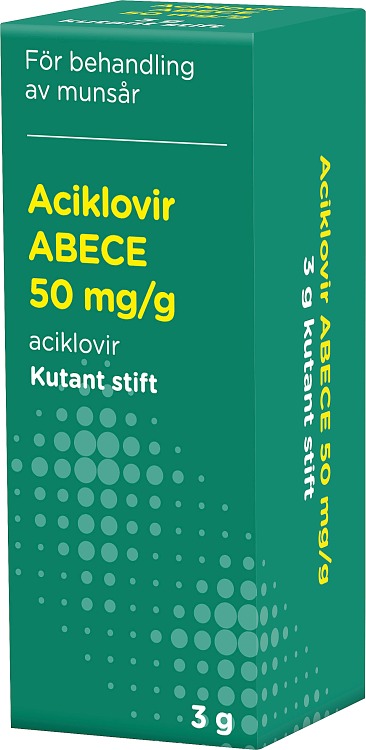 Aciklovir ABECE Kutant stift 50mg/g Stift, 3gram