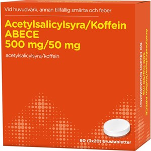 Acetylsalicylsyra/Koffein ABECE 500 mg/50 mg 60 brustabletter