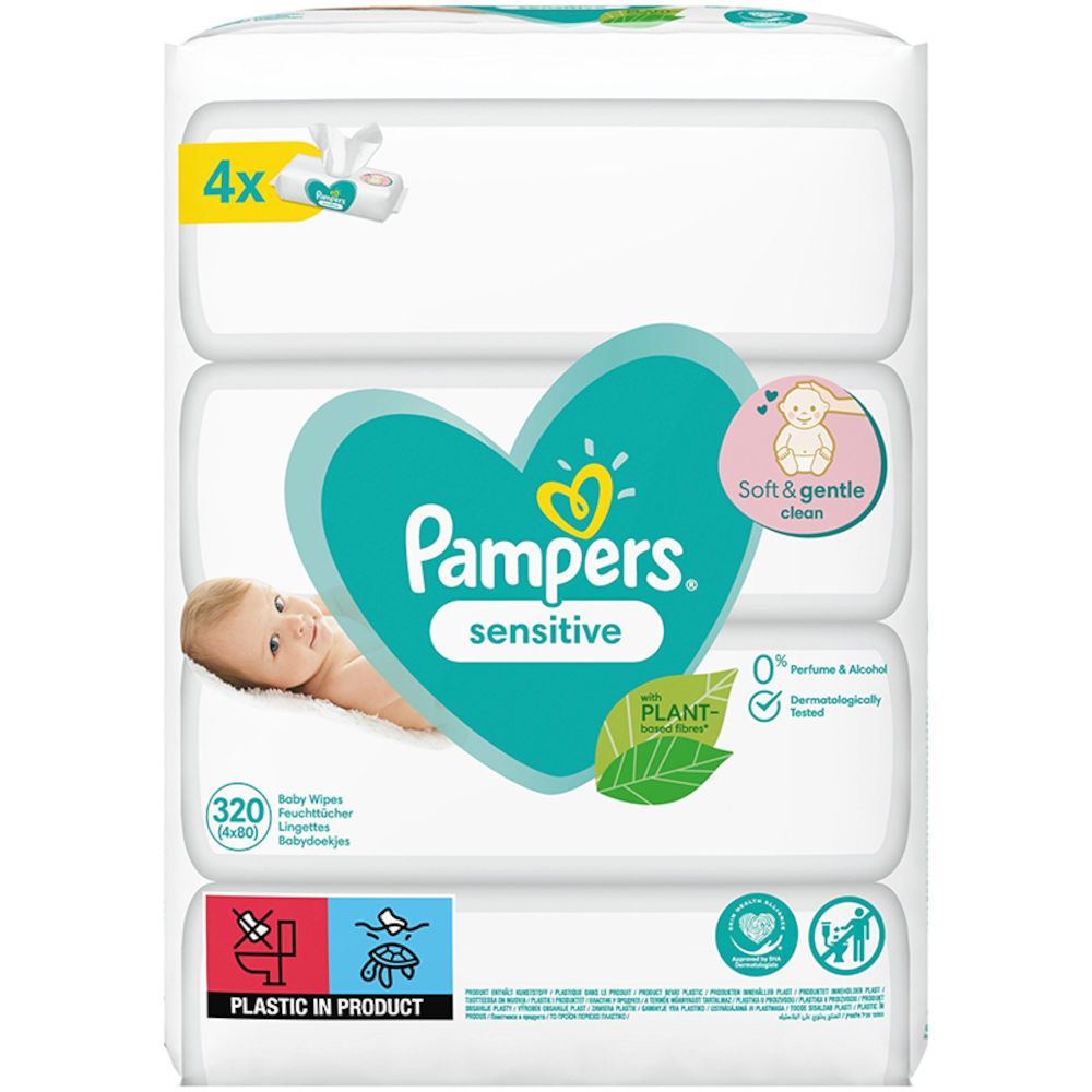 Pampers Sensitive Baby Våtservetter 4-pack, 320 st
