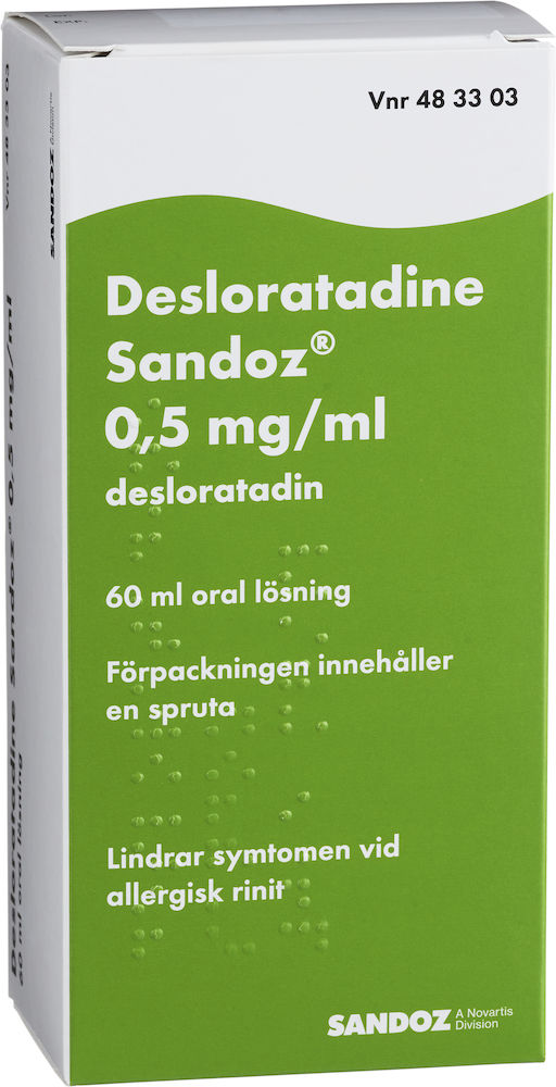 Desloratadine Sandoz Oral lösning 0,5mg/ml Flaska, 60ml