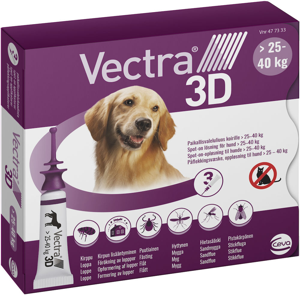 Vectra 3D för hund 25-40 kg Spot-on lösning Pipett, 3st (3x4,7ml)
