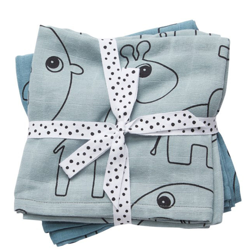 Done by Deer Burp Cloth Contour Blue 2-pack