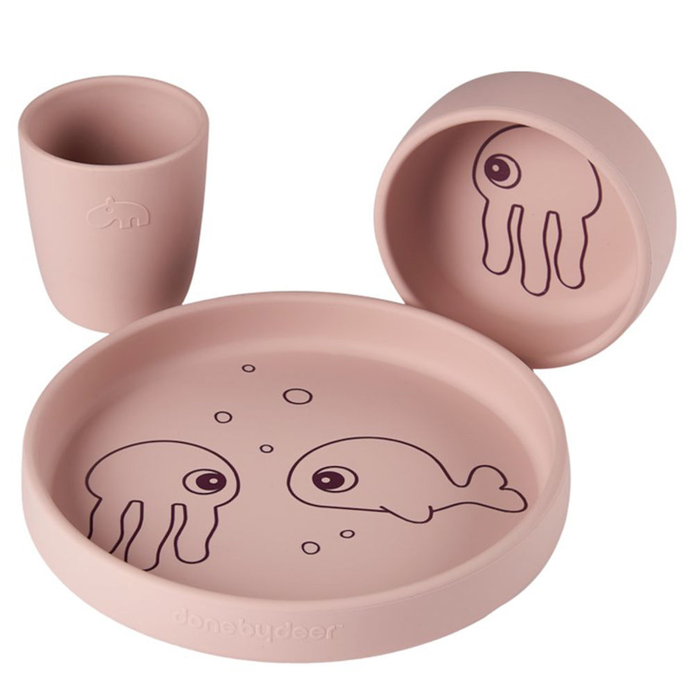 Done by Deer Silicone Dinner Set Sea Friends Powder