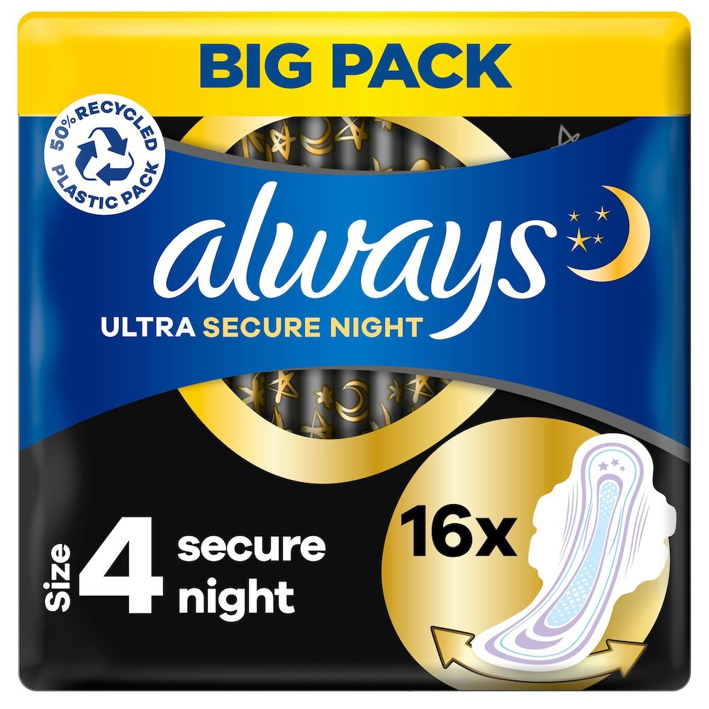 Always Ultra Secure Night (Stl 4) Bindor med Vingar 16St
