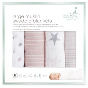 Aden+Anais Muslinfilt 112 x 112 cm Doll Pink 4-pack