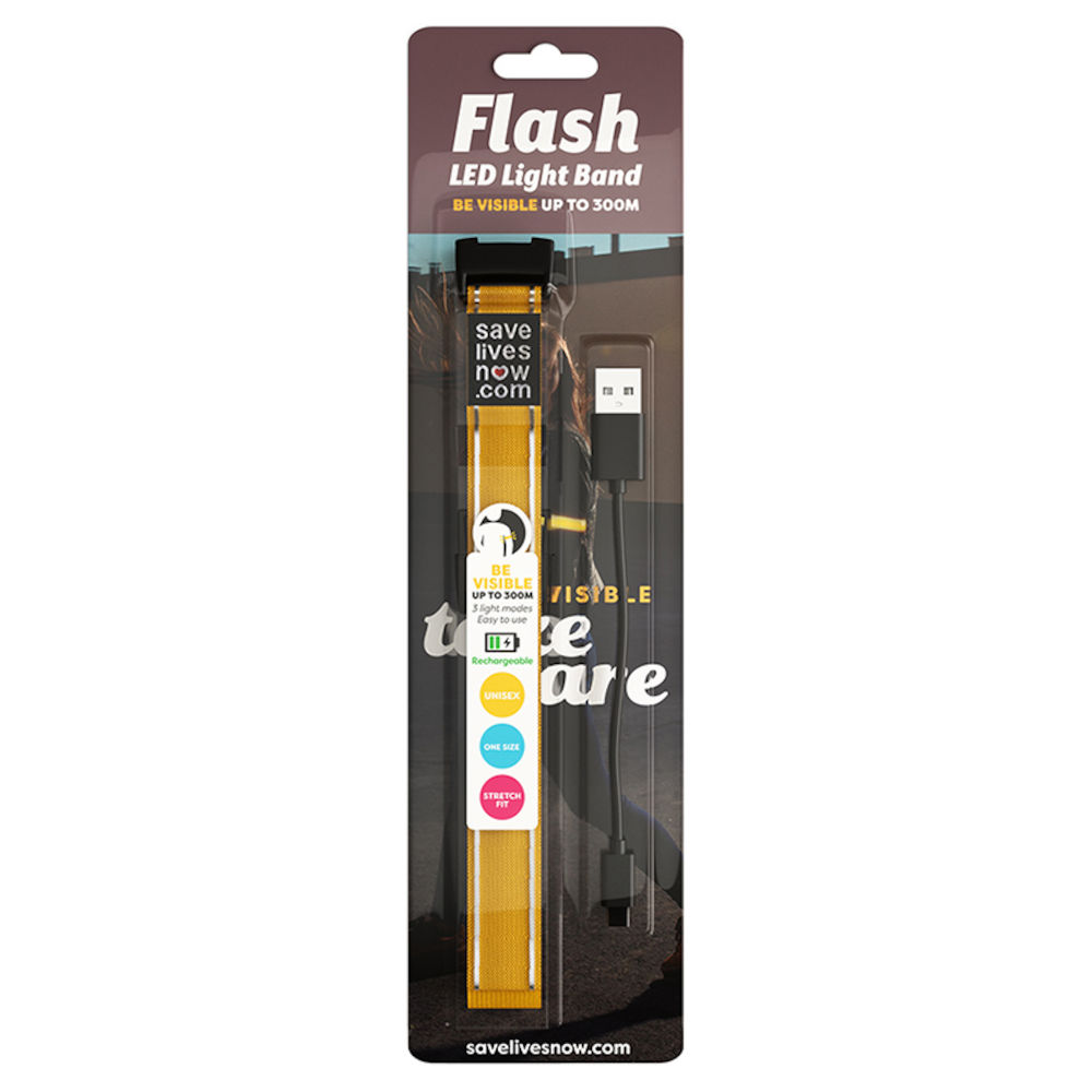 Flash LED Light Band Rechargeable Yellow 1-pack