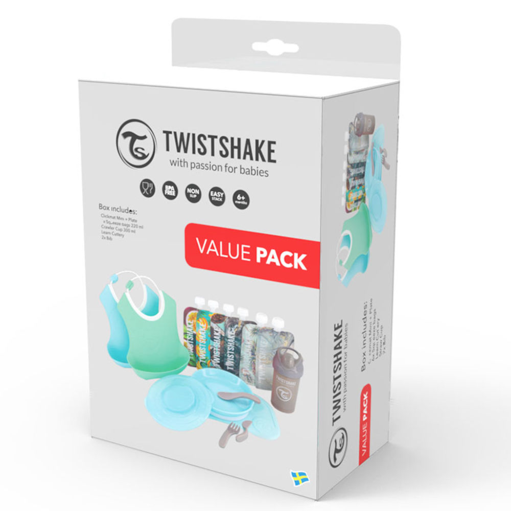 Twistshake Tableware Bundle Lära Äta-kit Blå 14 delar
