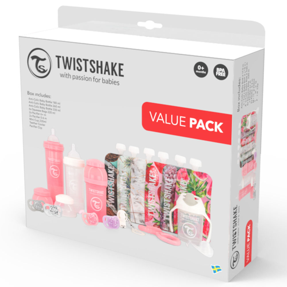 Twistshake Bottle Bundle 2 Lära Dricka Värdepaket Rosa