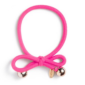 Ia Bon Hair Tie Gold Bead hårsnodd Neon Pink