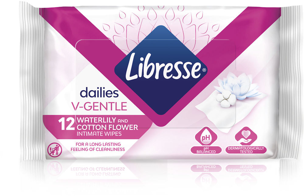 Libresse Dailies V-gentle intimservetter Näckros & Bomullsblomma 12-pack