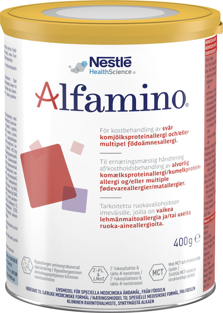Alfamino För kostbehandlig av spädbarn med svår födoämnesintolerans Burk 400gram