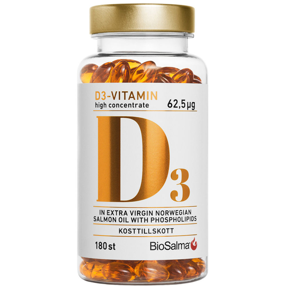 BioSalma D3-vitamin 62,5 µg High Concentrate 180 st kapslar