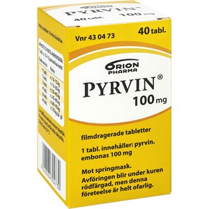 Pyrvin 100 mg behandling mot springmask 40 tabletter
