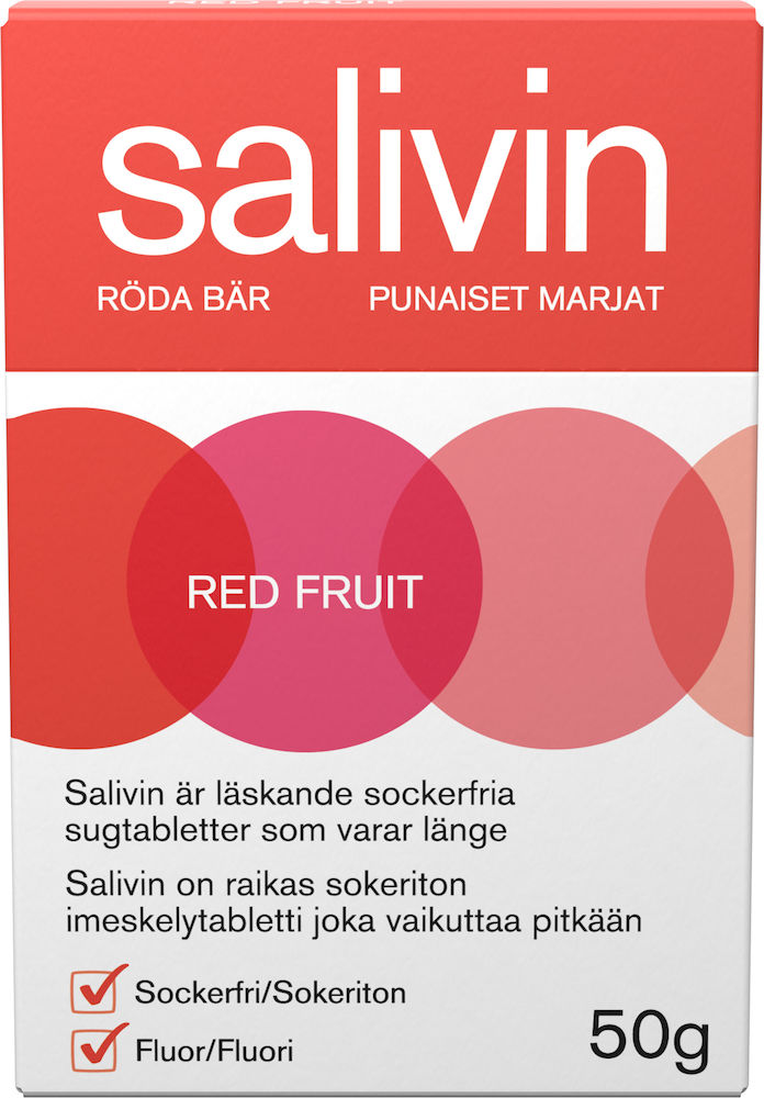 Salivin Red Fruit Sugtablett vid muntorrhet 50g