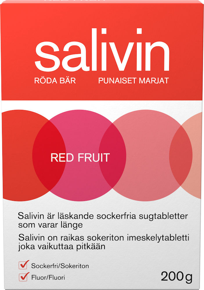 Salivin Red Fruit Sugtablett vid muntorrhet 200g