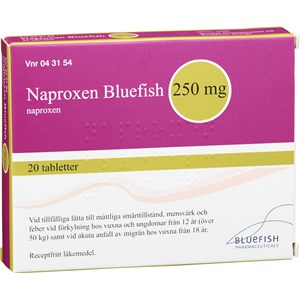 Naproxen Bluefish Tablett 250mg Blister, 20tabletter