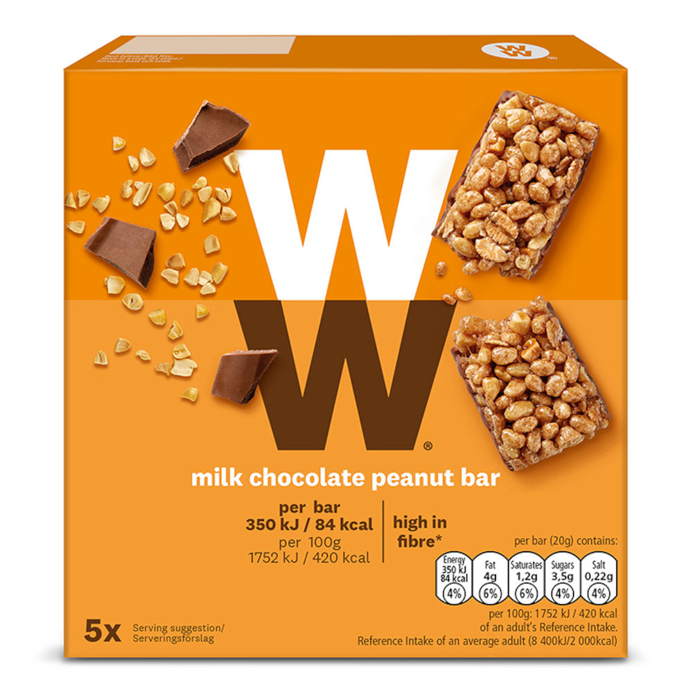 WW ViktVäktarna Bar med Mjölkchoklad och Jordnötter 100 g