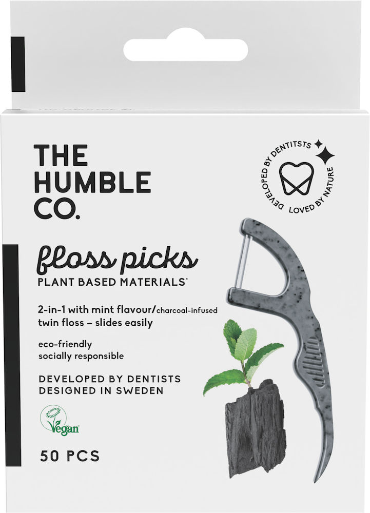 Humble Dental Floss Picks Charcoal 50-pack
