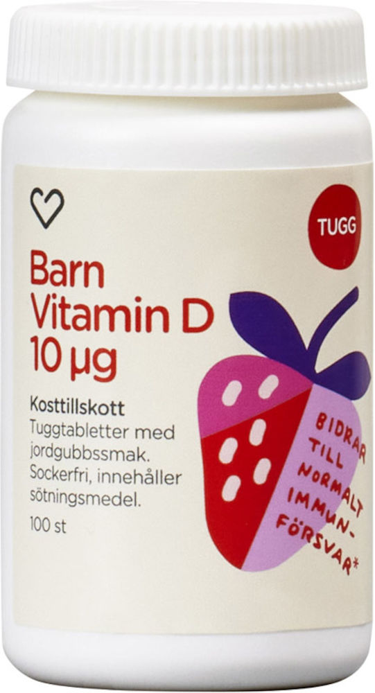 Hjärtats Barn Vitamin D tuggtablett med jordgubbsmak