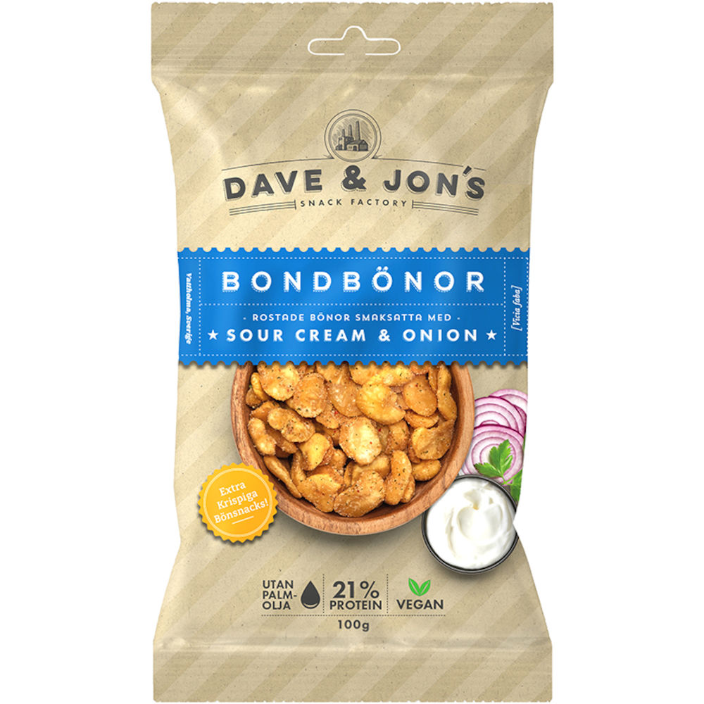 Dave & Jon's Bondbönor Sour Cream & Onion 100 g