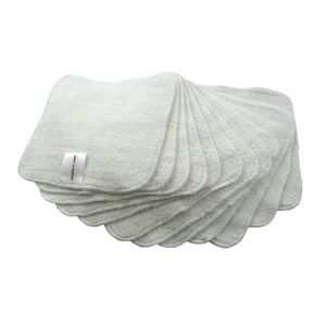 MuslinZ Bamboo Cotton Terry Wipes White 12-pack