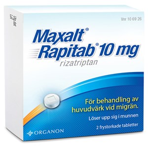Maxalt® Rapitab® Frystorkad tablett 10mg Blister, 2 tabletter