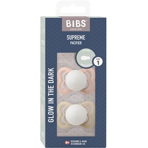 BIBS Supreme Silicone Blush Glow/Vanilla Glow 2-pack Size 1