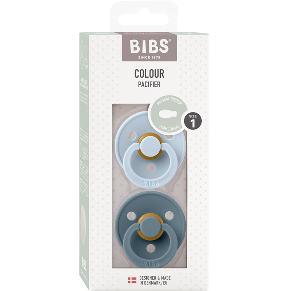 BIBS Colour Latex Size 1 Symmetrical Baby Blue/Petrol 2-pack