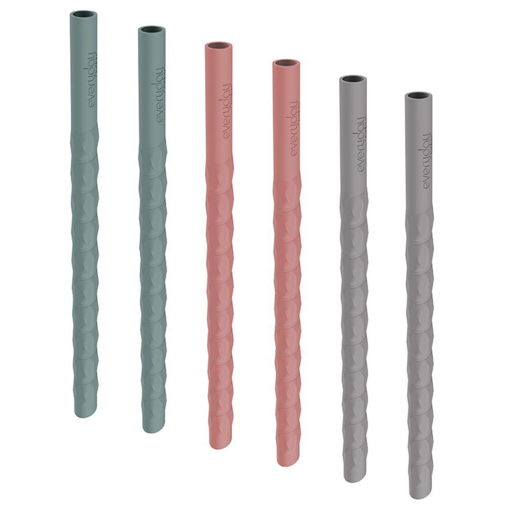 Everyday Baby Silikonsugrör Quiet Grey/Nature Red/Harmony Green 6-pack