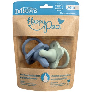 Dr Brown's HappyPaci Silicone Soother 0-6m Blå/Grön 2-pack