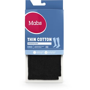 Mabs Thin Cotton Knee Black 1 par L