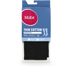Mabs Thin Cotton Knee Black 1 par XL