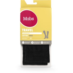 Mabs Travel Cotton Knee Black 1 par L