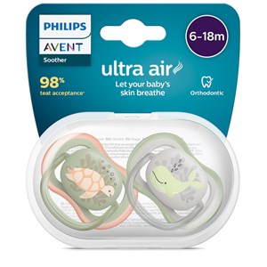Philips Avent Ultra Air Napp 6-18 månader Grå & Grön 2-pack