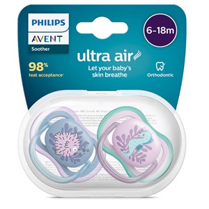 Philips Avent Ultra Air Napp 6-18 månader Blå & Lila 2-pack