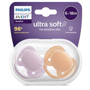 Philips Avent Ultra Soft Napp 6-18 mån Orange/Lila 2-pack
