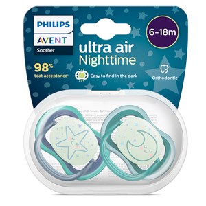 Philips Avent Ultra Air Nattnapp 6-18 månader blå/grön 2-pack