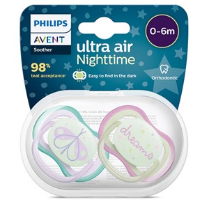 Philips Avent Ultra Air Nattnapp 0-6 månader turkos/rosa 2-pack