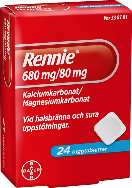 Rennie® Tuggtablett 680mg/80mg Blister, 24tabletter