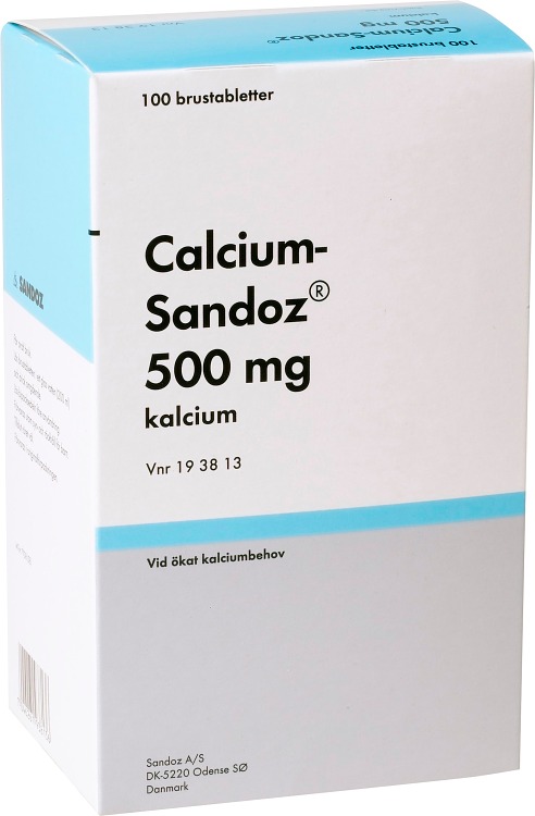 Calcium-Sandoz® Brustablett 500mg Plaströr, 100tabl