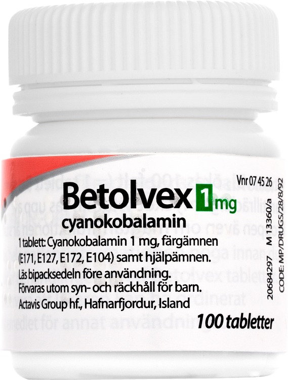 Betolvex® Filmdragerad tablett 1mg Burk, 100tabletter