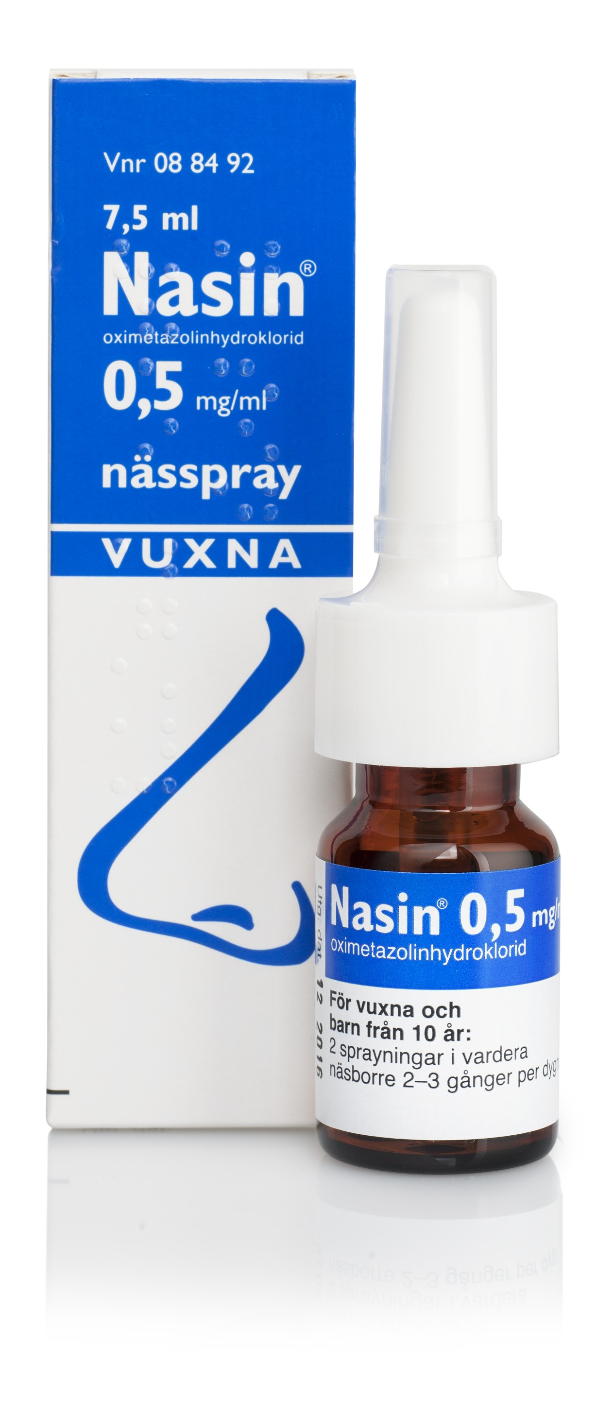 Nasin® Nässpray, lösning 0,5mg/ml Glasflaska med dospump, 7,5ml